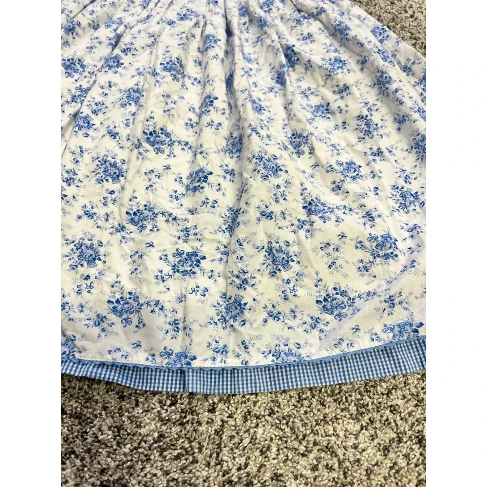 Maggie & Zoe Girls Blue White‎ Floral Gingham Peter Pan Collar Dress Size 6X